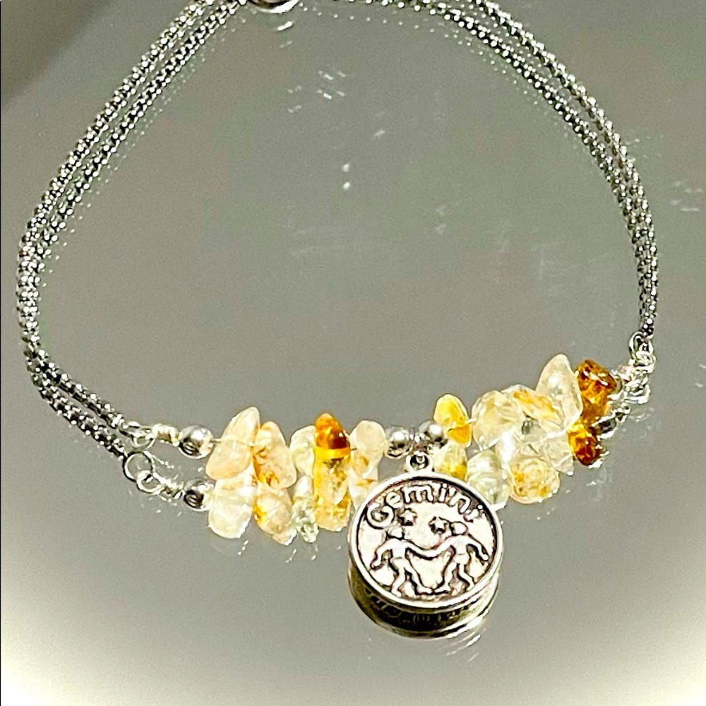 Gemini/ Citrine Adjustable Bracelet